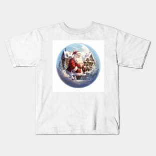 Santa in a glass ball Kids T-Shirt